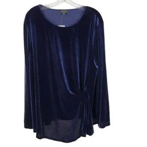 NWT Womens Plus Size 3X The Limited Astral Aura Blue Ruched Side Velvet Top